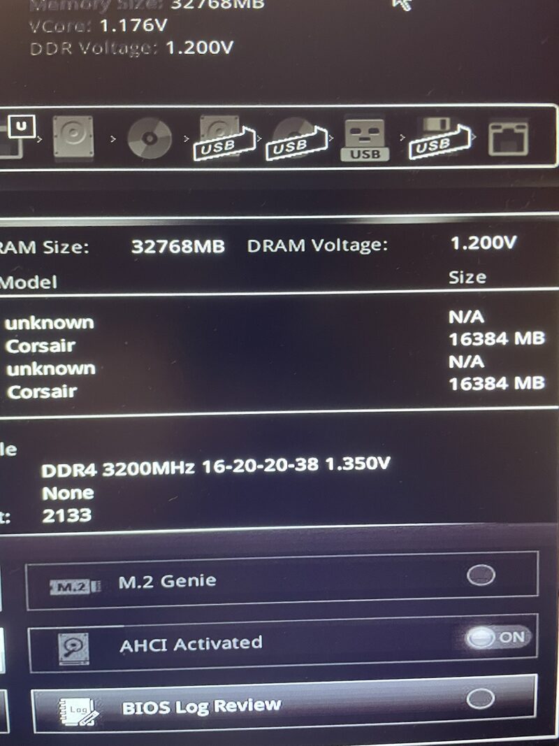 Szczegóły pamięci RAM — Corsair 2x16 GB DDR4-3200 MHz, profil XMP